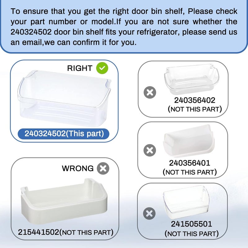 Soobool 240324502 Refrigerator Door Bin Shelf Replacement, Compatible with frigidaire kenmore electrolux, PS429767, AP2549806, LFSS2312TF0, LFSS2312TE0, LFSS2312TP0, DFHS2313MFKA,Figure 5,6 is Fit Models - Image 3